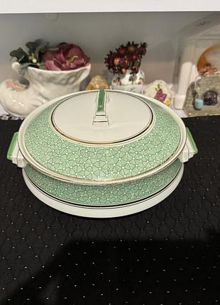 Винтажна фарфорова супниця palissy ware (англія), ар-деко, 1930-і рр.