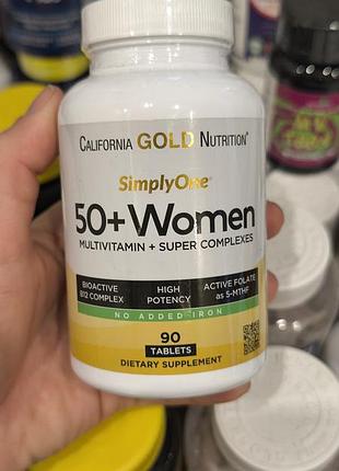 California gold nutrition,мультивитамины и суперкомплексы для женщин старше 50 лет,, микроэлементами и растительными компонентами, без железа, 90 таб.