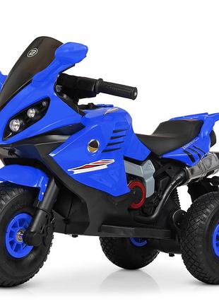Дитячий електромотоцикл 2 двигуни 25w триколісний синій (m4216al-4)