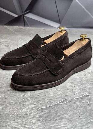Лоферы мужские замшевые коричневые весенние/летние br-2502/29 brown (2136кор) | стильные коричневые мужские замшевые туфли лоферы