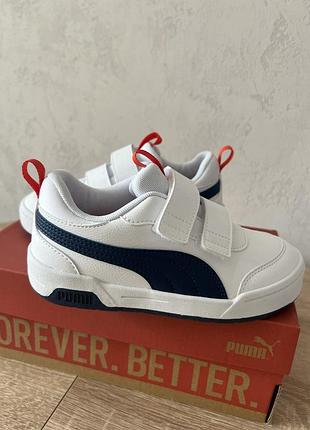 Кросівки для дітей puma білі з синім, на липучках
