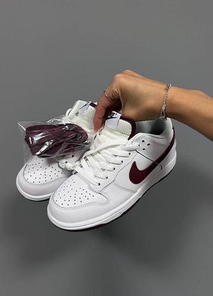 Кроссовки nike sb dunk low white burgundy