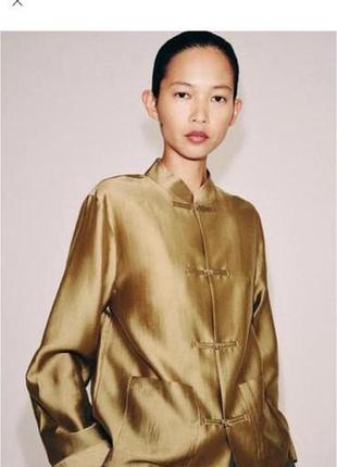 Сатинова жіноча сорочка в азіатському стилі zara