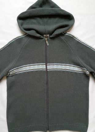 Мужская винтажная вязаная кофта реглан итальянского бренда wool coat cotton шерстяная с капюшоном на молнии в стиле винтажный кэжуал скейтерский y2k