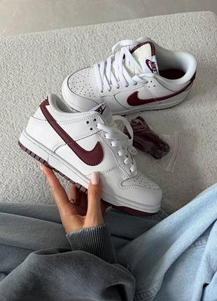 Кроссовки nike sb dunk low white burgundy