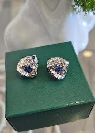 Сережки для жінок срібні 925 з сапфірами та фіанітами