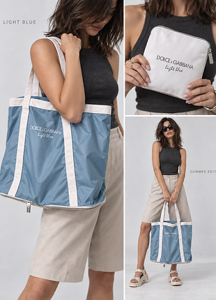 Складана сумка-шопер dolce&amp;gabbana light blue, оригінальний промодель