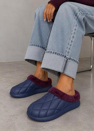 Калоші жіночі без задника утеплені синього кольору 218893k