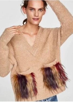 Стильный женский свитер с примесью шерсти zara m