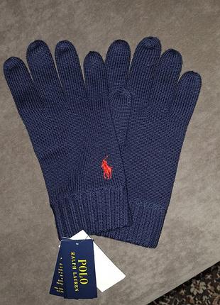 Рукавички чоловічі polo ralph lauren сині one size меринос шерсть