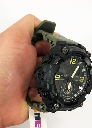 Часы наручные мужские skmei 1965ag army green, часы армейского оригинала, часы спортивные. цвет: зеленый