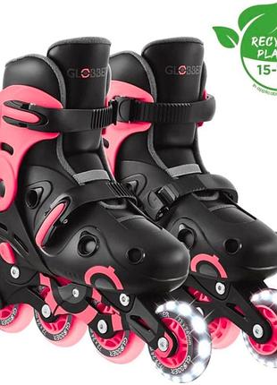 Роликові ковзани globber go skates lights 34-37 розмір coral. уцінка коробки