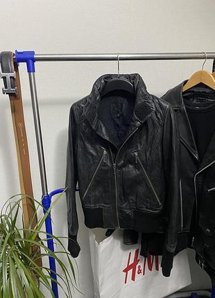 Шкіряна вінтажна куртка yes or no real leathers ретро бомбер кожа 3