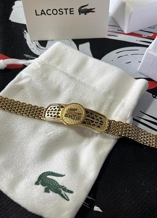 Чоловічий браслет lacoste — золотистий із плетеним дизайном, нержавіюча сталь 316l
