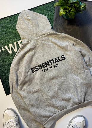 Худі essentials fear of god / чоловіче сіре худі fog essentials / брендова кофта essentials з принт-логотипом / оверсайз худі fear of god сіре / стиль