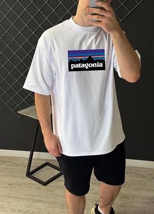 Мужская футболка оверсайз patagonia белая тенниска патагония на лето xxl (b)