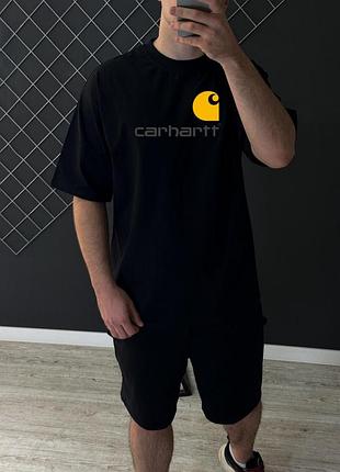 Чоловіча футболка оверсайз carhartt чорна теніска кархарт на літо (b)