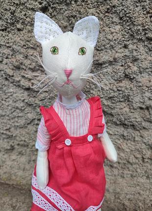 Кошка лиза, 55 см, лён 3