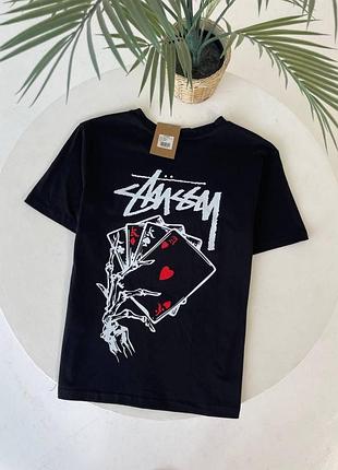 Чоловіча футболка stussy чорна бавовняна теніска стуссі спортивна на літо m (b)