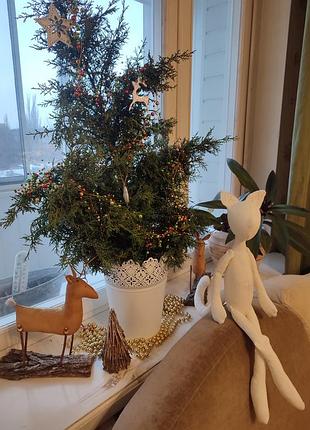 Кошка лиза, 55 см, лён 7