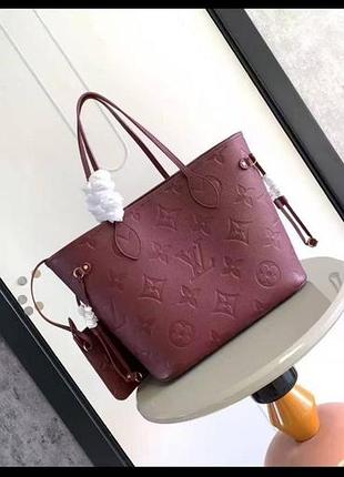Сумка жіноча шоппер  neverfull mm бордова повний комплект бутика