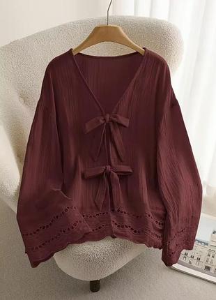 Актуальна трендова муслінова блузка на завʼязках батал plus size shein 4xl uk 18 uk 20 🔥🔥🔥
