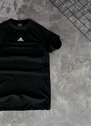 Футболка чоловіча adidas чорна спортивна теніска адідас компресивна для тренувань (b)