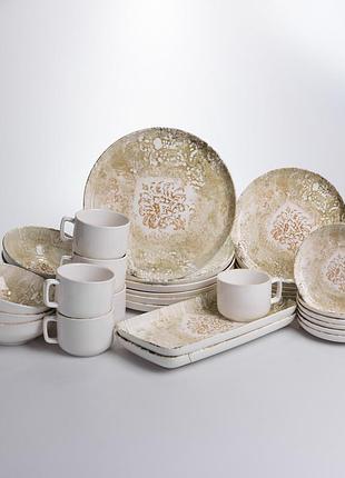 Столовый сервиз фарфоровый baroque 32 предмета на 6 персон yiwu ys02-011