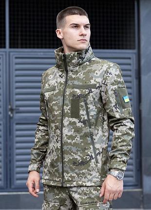 Тактична куртка чоловіча демісезонна для військових soft shell панелі velcro від 0 до +15 піксель