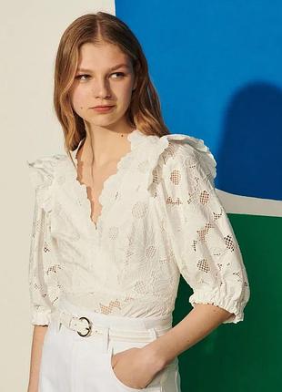 Sandro lace top with embroidery мереживний топ блуза
