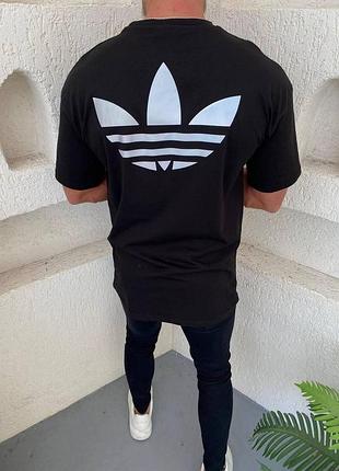 Мужская оверсайз футболка adidas черная хлопковая тенниска адидас спортивная на лето l (b)