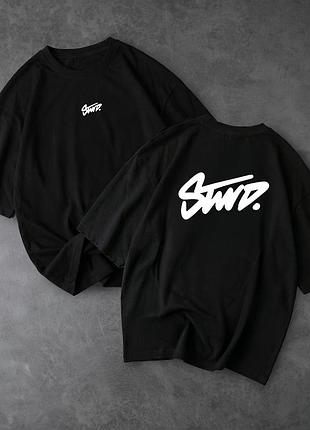 Мужская футболка оверсайз stwd черная хлопковая l (b)