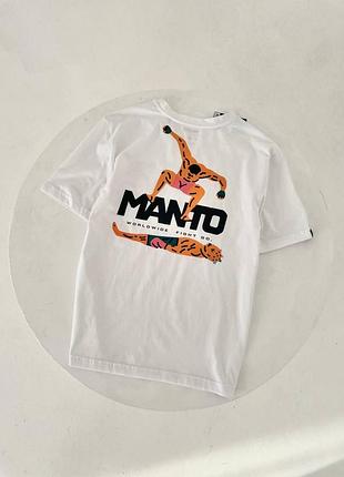 Чоловіча футболка manto stomp біла бавовняна манто стомп з принтом на літо l (b)