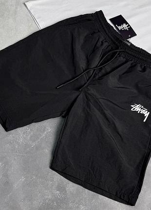 Чоловічі шорти stussy чорні на літо стусси нейлон (b)
