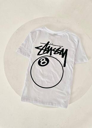 Мужская футболка stussy ball белая хлопковая тенниска стусси спортивная на лето l (b)