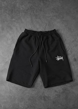 Чоловічі шорти stussy чорні на літо стуссі бавовняні (b)