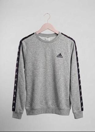 Чоловічий світшот adidas сірий з лампасами