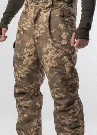Тактические брюки зимние для военные на подтяжках (утеплитель thermoloft) пиксель xl