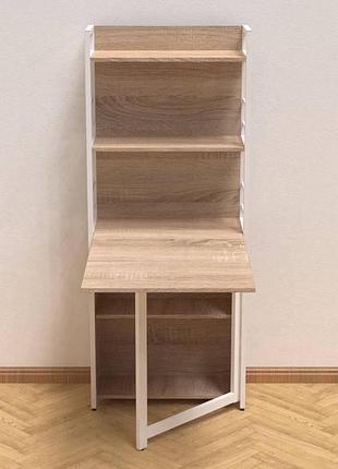 Стол-книга с этажеркой практик 2 ferrum-decor 1555x640x990 белый металл, дсп дуб сонома (frd-104635)