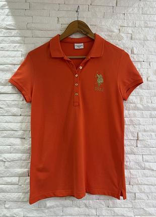 Поло жіноче u.s. polo assn помаранчеве з коротким рукавом