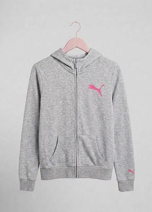 Толстовка жіноча puma сіра з рожевим лого