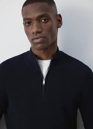 Mango  трикотажна кофта 1/3 zip, в темно-синьому кольорі. 3