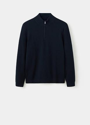 Mango  трикотажна кофта 1/3 zip, в темно-синьому кольорі. 4
