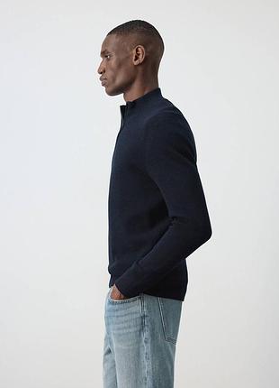 Mango  трикотажна кофта 1/3 zip, в темно-синьому кольорі. 5
