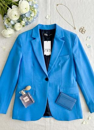Жакет жіночий zara straight-cut blazer бірюзовий розмір m, новий з біркою