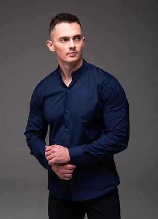 Мужская синяя рубашка "walter" с длинным рукавом slim fit