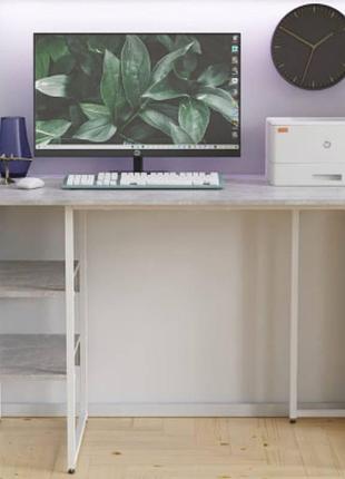 Письмовий стіл кевін ferrum-decor 75x120x60 бетон/білий металл: сучасний робочий стіл для дому та офісу