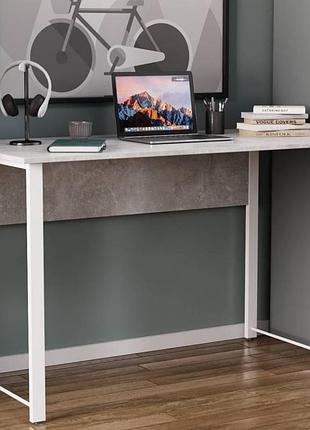 Письмовий стіл курт ferrum-decor 75x100x70 см, білий метал/дсп бетон, frd-106634