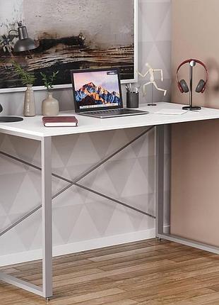 Письменный стол ferrum-decor серии коннект 120x60 см, серый дсп 16мм, белое покрытие (frd-104213)