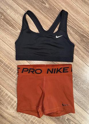 Жіночий спортивний костюм nike pro чорний з помаранчевим